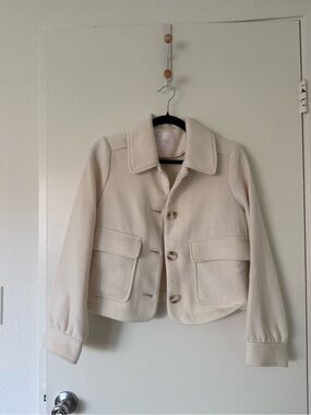 NWOT Lauren Conrad Cream Cropped Button Jacket
